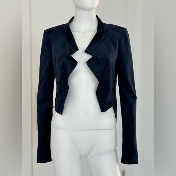 BCBG MaxAzria NORTON high low Drafted Blazer Size  S Carbon Blue long sleeve - Picture 2 of 6